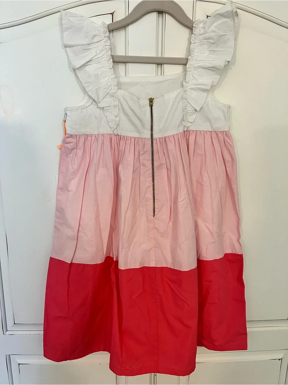 Girls' Colorblock Ruffle Strap Dress in White and Pinks NWT